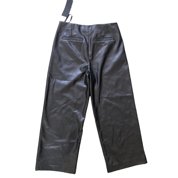 Bagatelle Collection Faux Leather NWT Pants Wide Leg crop Trousers High Rise - Picture 11 of 11